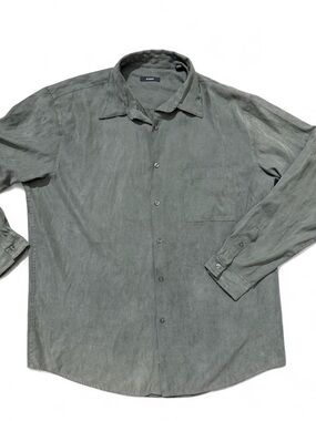 Alfani Men’s XL Suede Feel Button Down Shirt Satin Lined